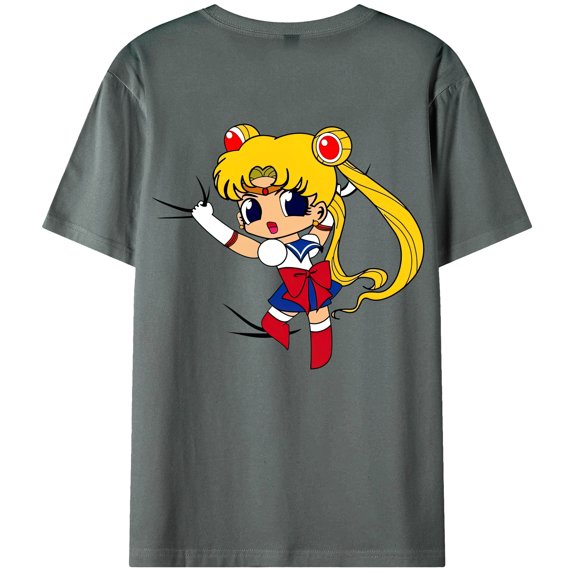 （画像用） 美少女戦士セーラームーン 月野 うさぎ つきの うさぎ Sailor Moon Tsukino Usagi 綿100％ メンズ半袖Tシャツ（バックプリント） 通気性